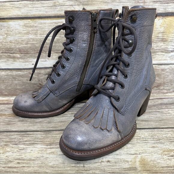 BED | STU - FINIS - SMOKE GRAY LUX - Women's Kiltie Boots Bootie Heels -Size 6.5 - Picture 5 of 13